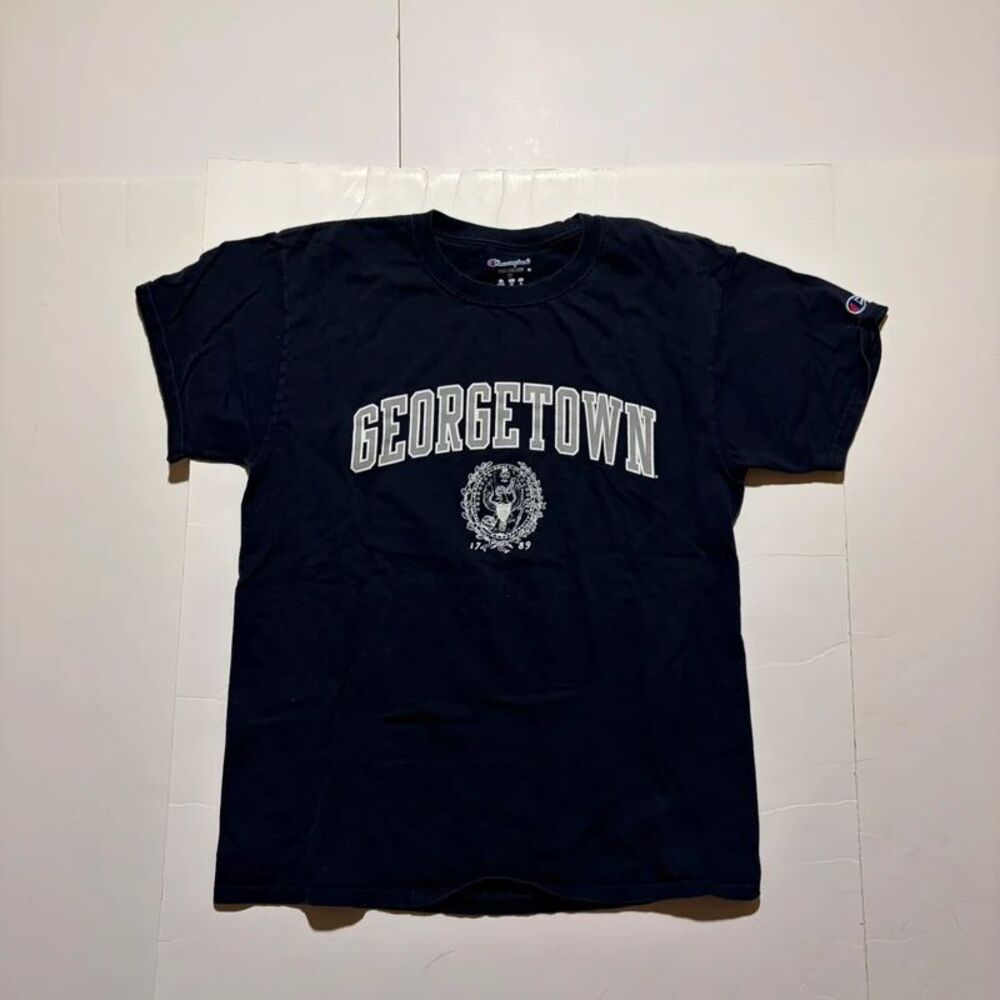 Navy Blue Champion Georgetown Hoyas Graphic Tee Shirt